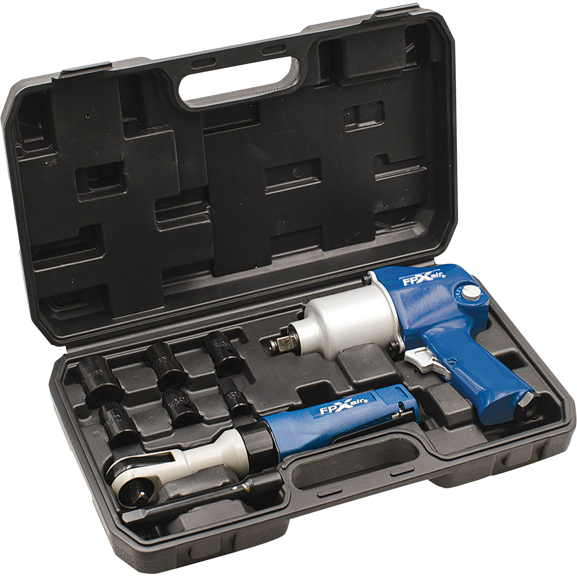 FPX Air Tools 1/2in. Impact Wrench and 3/8in. Ratchet Wrench Combo with Sockets, Model# FPX-135